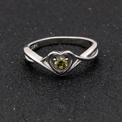 Christine Engagement Ring for Women Promise Heart Birthstone Cz Sterling Silver by Ginger Lyne