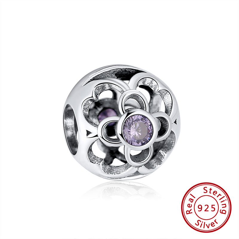 Birthstone Charms for Bracelet Sterling Silver CZ Womens Ginger Lyne Collection - February