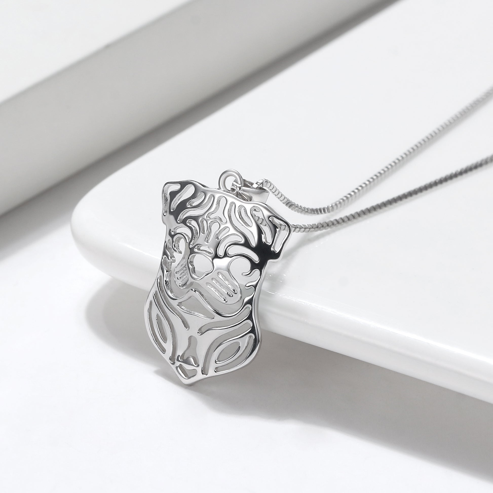 Pug Dog Sterling Silver Pendant Necklace Earrings Set Womens Ginger Lyne Collection - Necklace