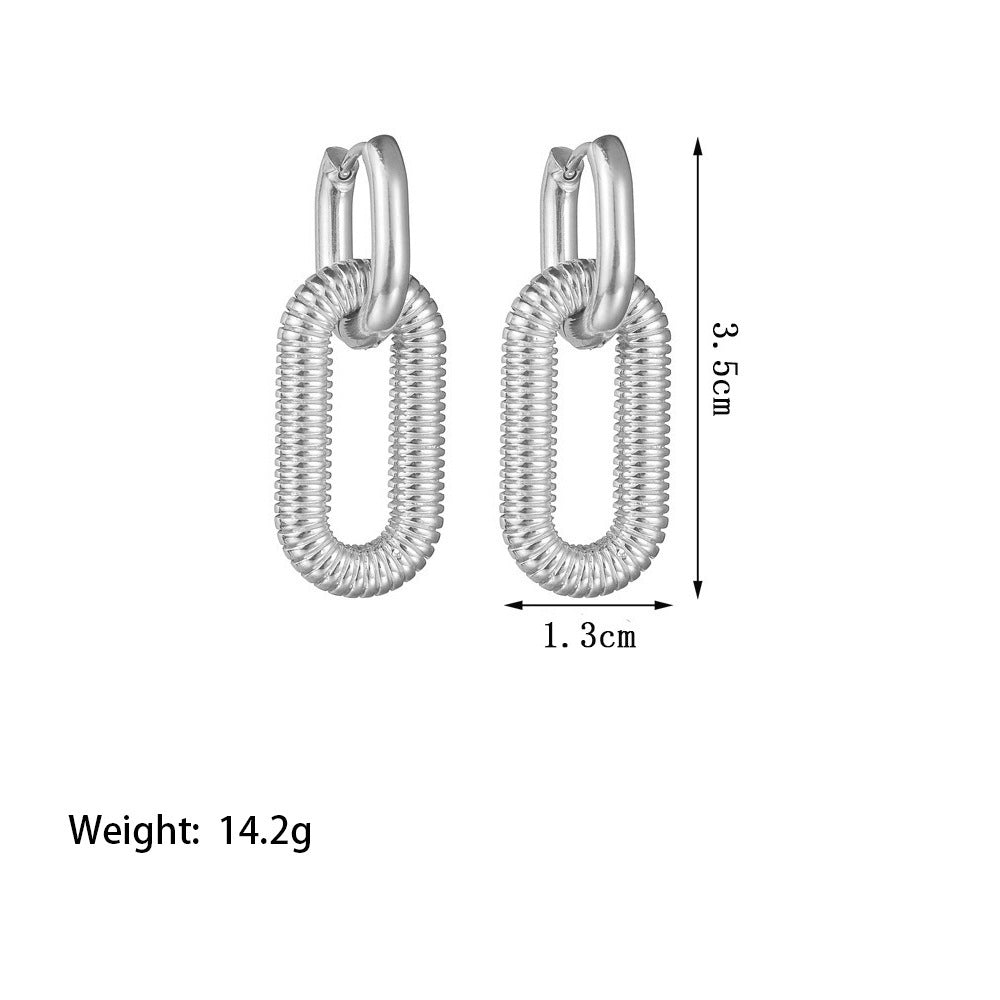 Chunky Chain Link Hoop Earrings for Women Gold or Silver Stainless Steel Ginger Lyne Collection - Silver