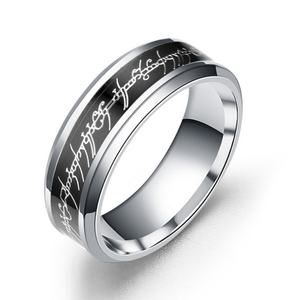 One Ring Wedding Band 8mm Black Stainless Steel Mens Women Ginger Lyne Collection - 10