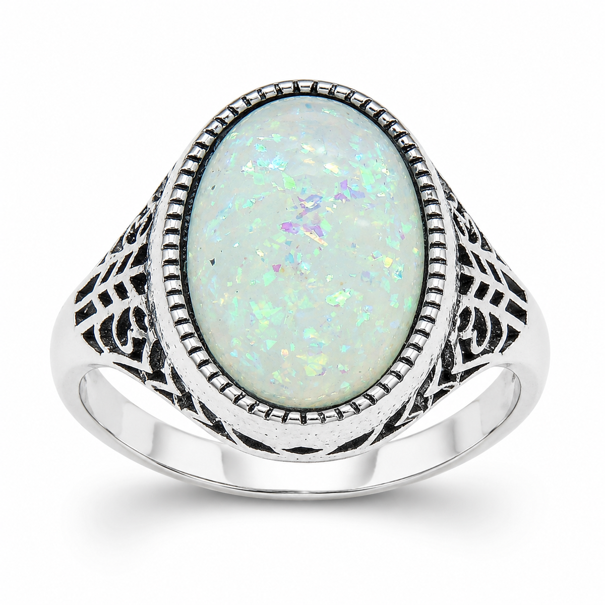 ChandlerWomensStatementRingFireOpalFiligreeSettingGingerLyneCollection_Silver-1