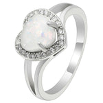 Load image into Gallery viewer, Jersey Promise Ring Heart Shape Fire Opal Clear Cz Womens Ginger Lyne Collection - 10
