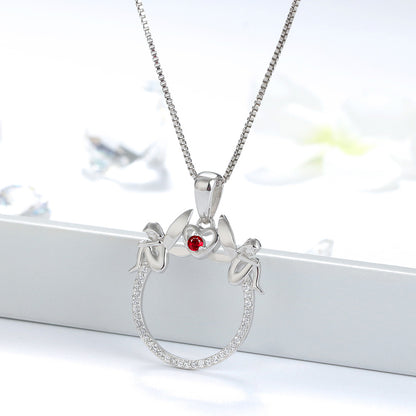 FairyHeartSterlingSilverRedCzPendantChainNecklaceWomenWhimsicalGingerLyneCollection_Silver-4