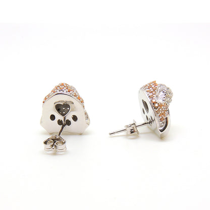 Pitbull Dog 3d Stud Earrings Sterling Silver Cz Womens by Ginger Lyne Collection