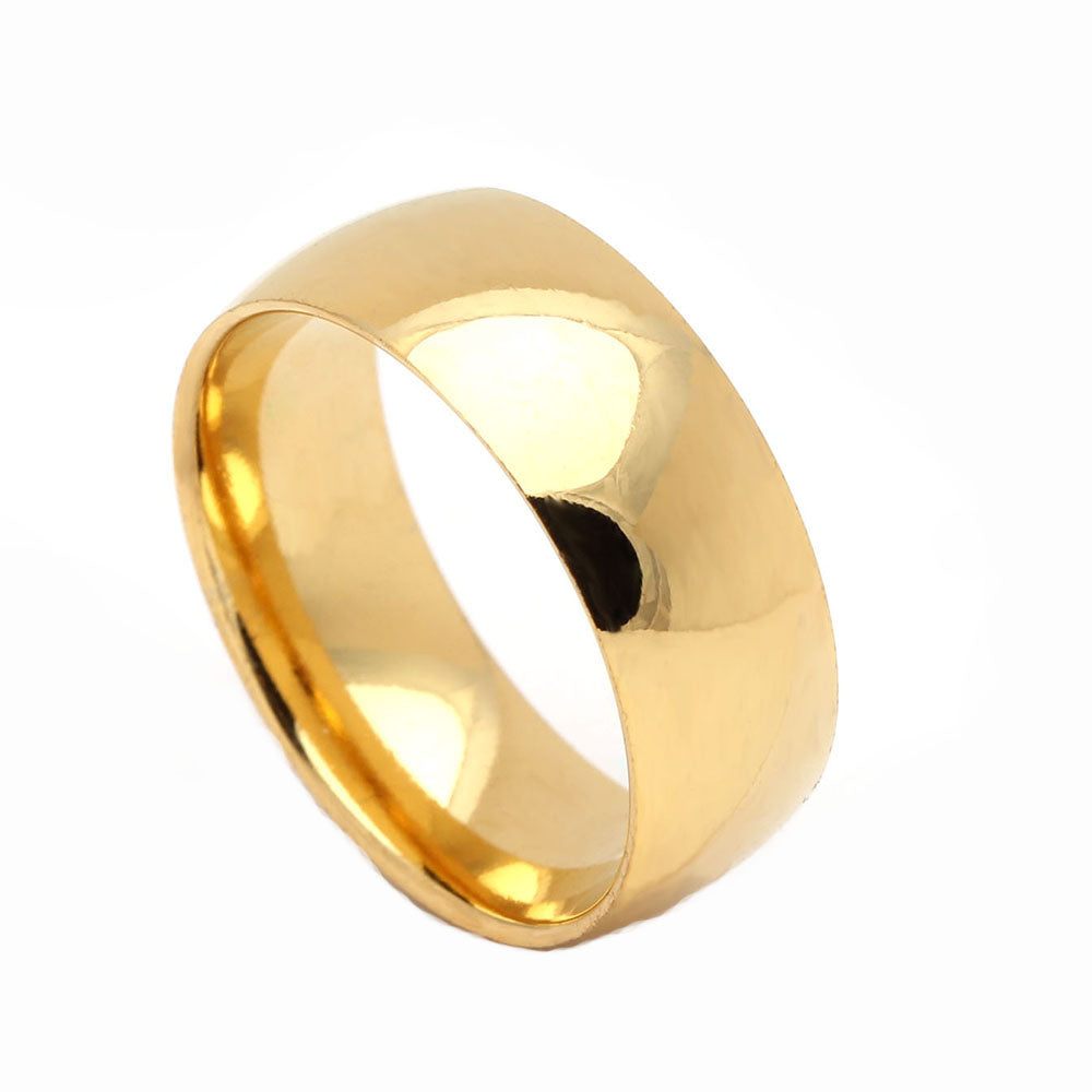 8mm Wedding Band Ring Mens or Womens Gold Stainless Steel Ginger Lyne Collection - 9