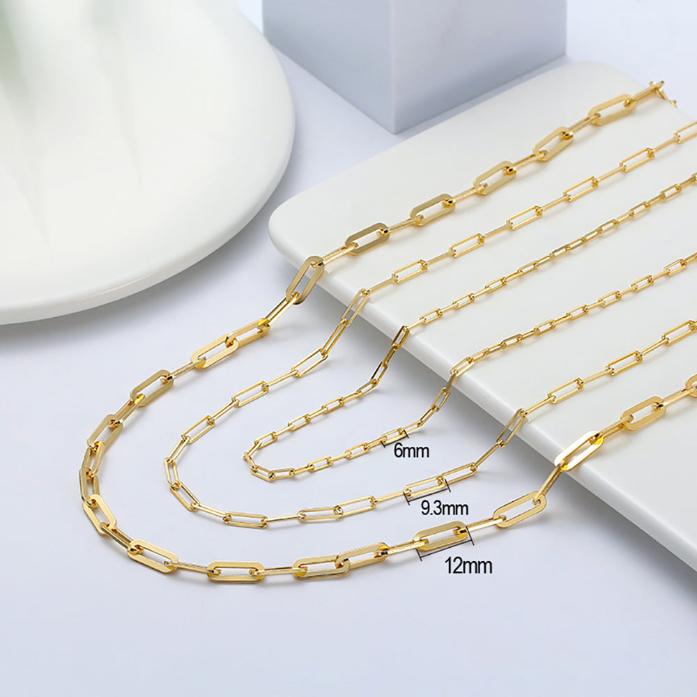 Italian Paper Clip Chain Necklace Womens 12mm 14KT Gold Sterling Silver 18  Ginger Lyne Collection