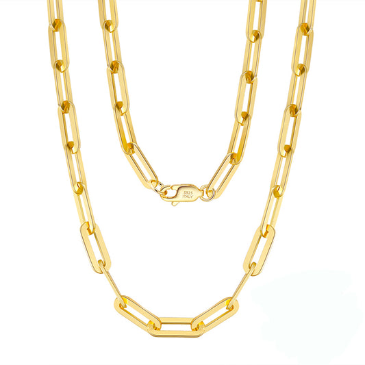 Italian Paper Clip Chain Necklace Womens 12mm 14KT Gold Sterling Silver 18  Ginger Lyne Collection