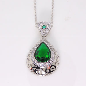 Lona Teardrop Green Cz Pendant Necklace Women Ginger Lyne Collection - Green