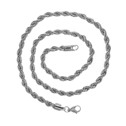 Silver Twisted Rope Chain Necklace 30 Inch 6mm Stainless Steel Hip Hop for Women by Ginger Lyne - 30 Inch Silver