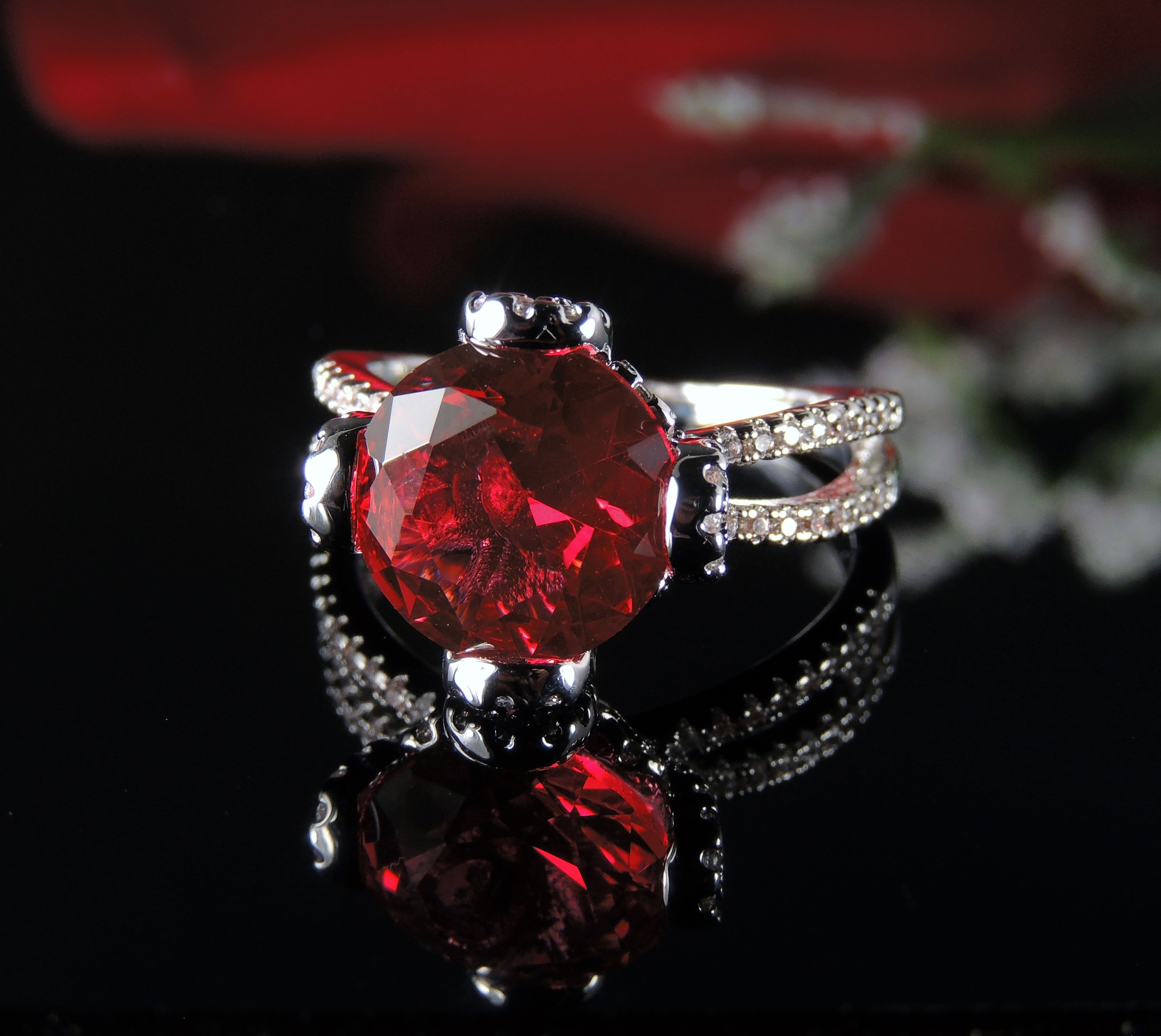 Imperial Engagement Ring White Gold Plated Red Cz Womens Ginger Lyne Collection 9