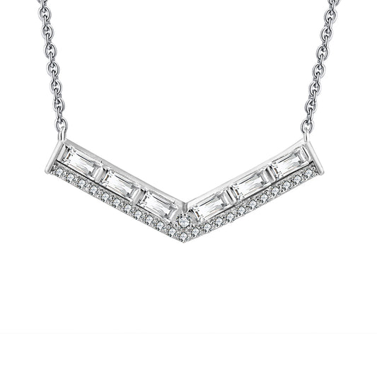 VShapeNecklaceforWomenBaguetteCzSterlingSilverChainGingerLyneCollection_Silver-1
