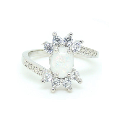 Zaire Statement Ring Created Fire Opal Clear CZ Womens Ginger Lyne Collection - 7