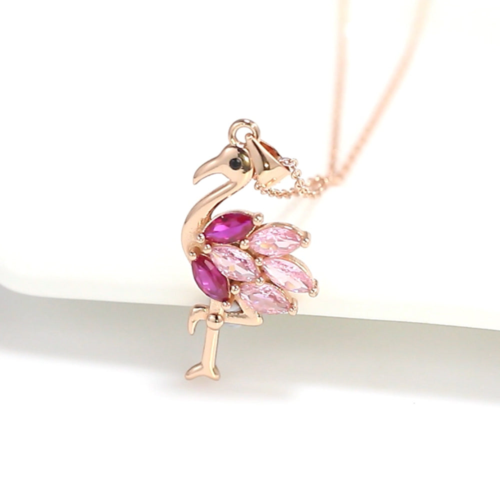 PinkFlamingoPendantNecklaceforWomenCzRoseSterlingSilverGingerLyneCollection_Necklace-5