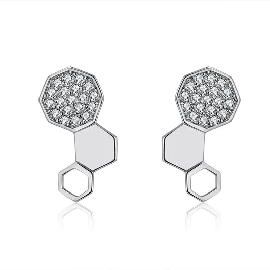 HoneycombDropStudEarringsforWomenCzSterlingSilverGingerLyneCollection_Silver-1