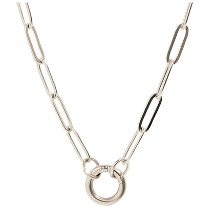 CarabinerCharmNecklaceforWomenPaperclipChainRoundCarabinerHolderStainlessSteelbyGingerLyne_14mm/Silver-1