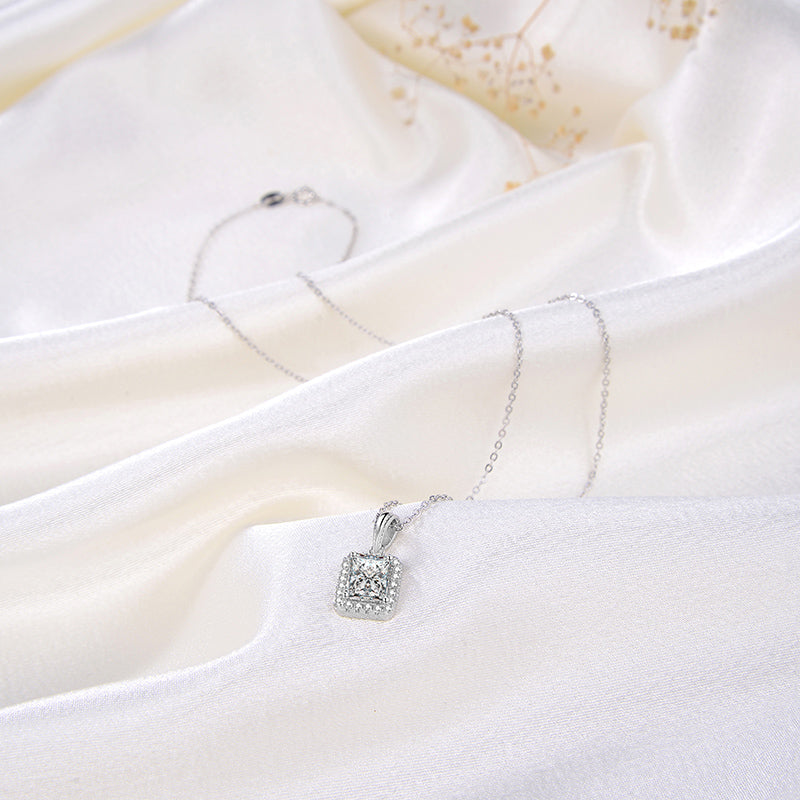 Halo Pendant Necklace for Women Sterling Silver Pink CZ Ginger Lyne Collection - Clear