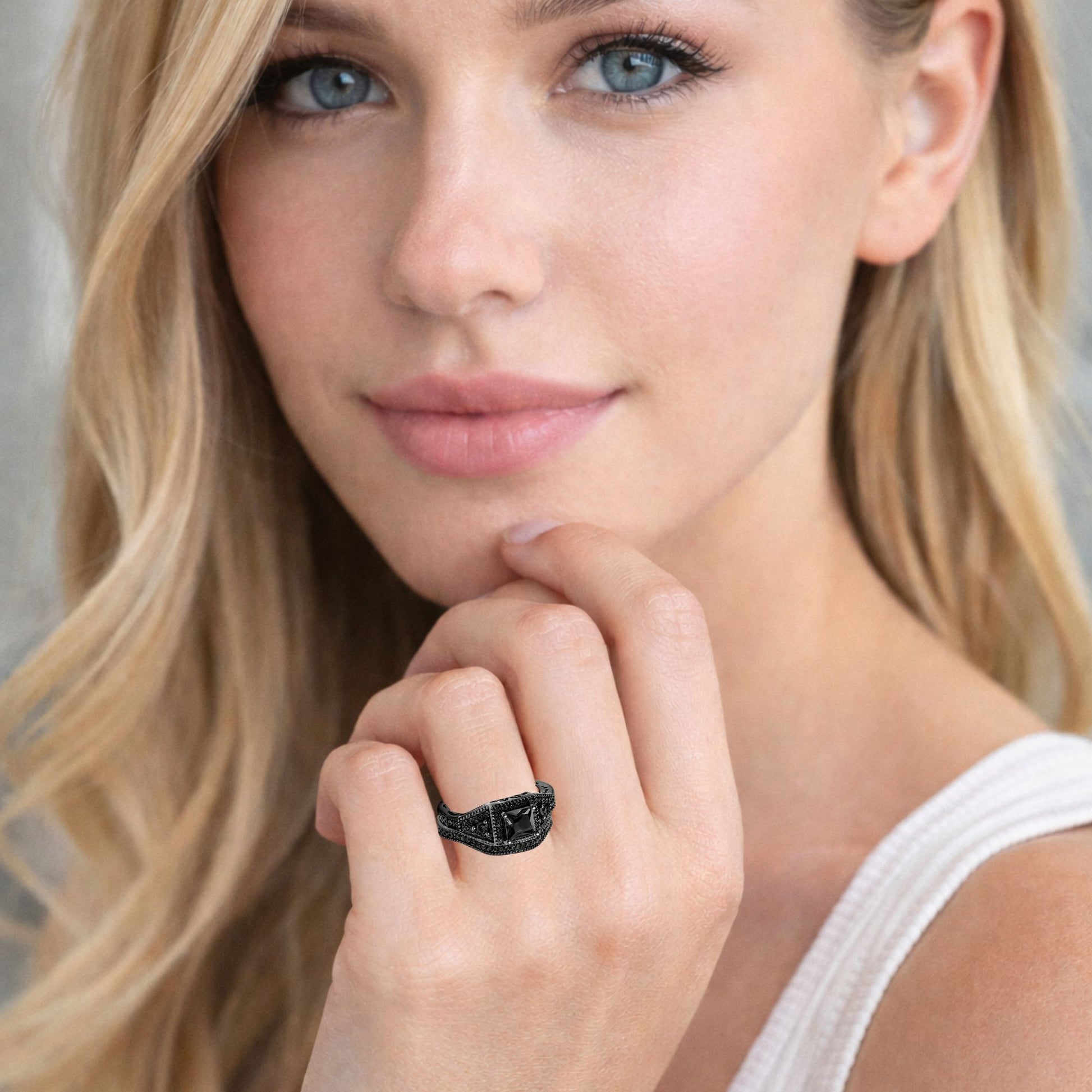 DanielleWeddingRingSetforWomenCZBlackEngagementGingerLyneCollection_Black-5