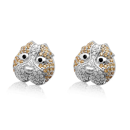 Pitbull Dog 3d Stud Earrings for Women Sterling Silver Cz Ginger Lyne Collection - 3D Earrings