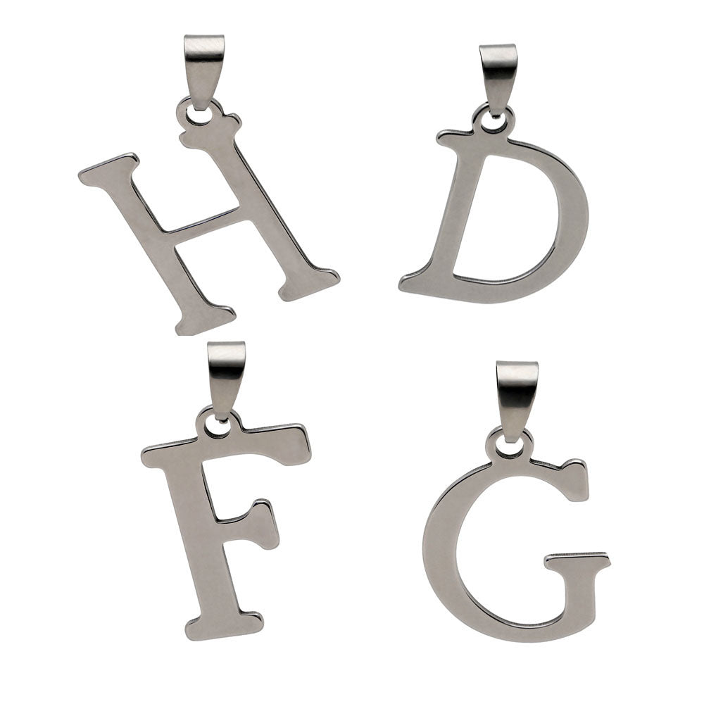 Initial Letter Necklace PU Leather Stainless Steel Men Women Ginger Lyne Collection - E
