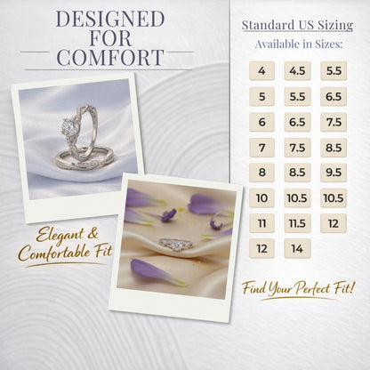 QueenaWeddingRingSetAnniversaryBandEngagementRingforWomenSterlingSterlingCzGingerLyneCollection_WhiteGold/Sterling-7