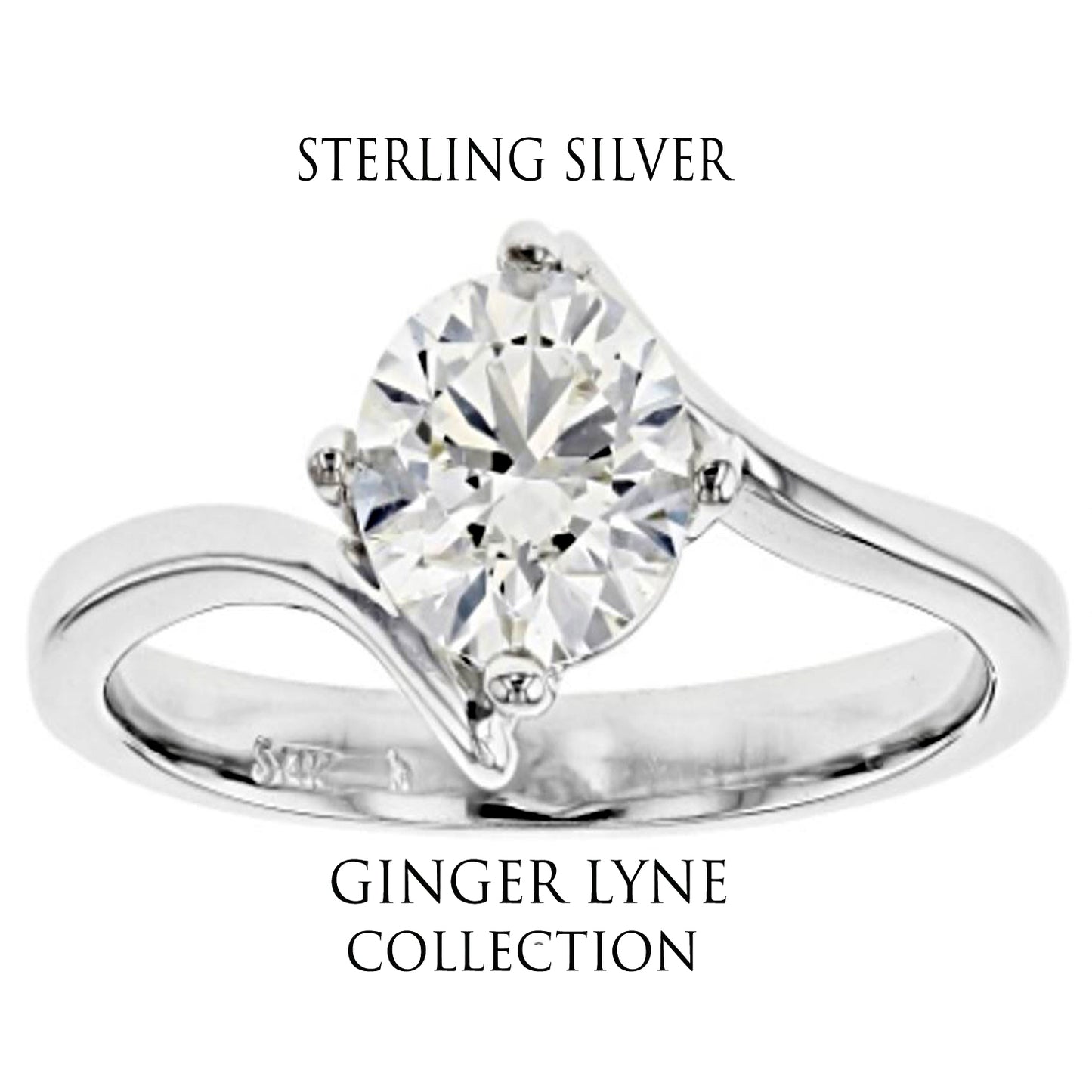 Marcella Engagement Ring Solitaire Cz Sterling Silver Women Ginger Lyne Collection