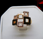 Load image into Gallery viewer, Geo Modern Statement Ring Black Plate Cubic Zirconia Women Ginger Lyne Collection - 10

