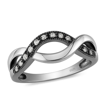 InfinityBlackSterlingSilverStatementRingforWomenwithClearCubicZirconiabytheGingerLyneCollection_Silver-1