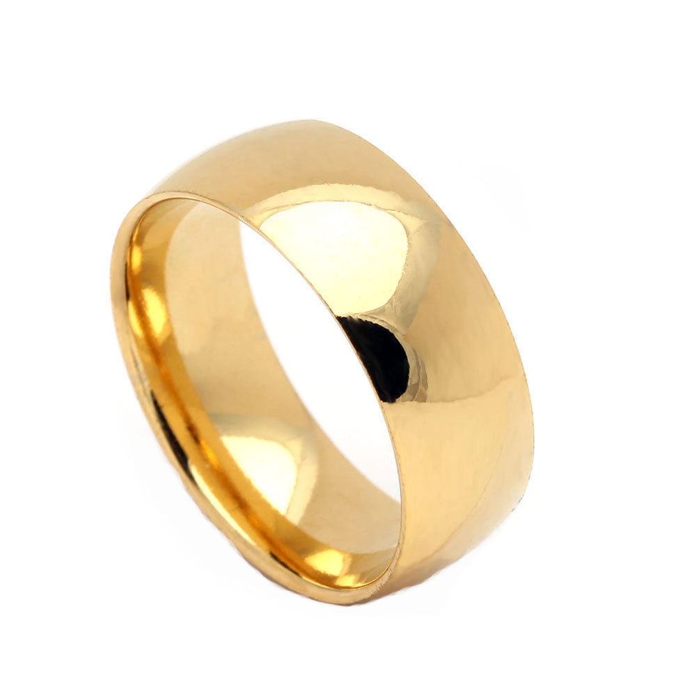 8mm Wedding Band Ring Mens or Womens Gold Stainless Steel Ginger Lyne Collection - 10