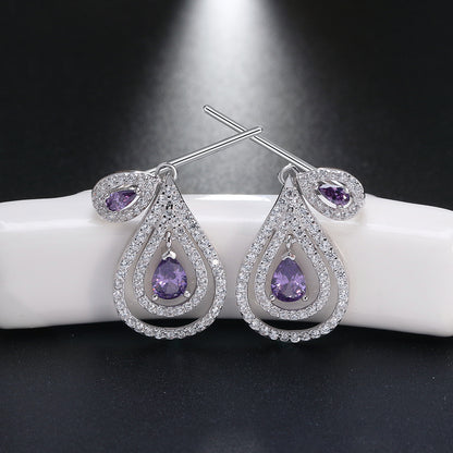 HookEarringsforWomenOvalPearPurpleCzSterlingSilverGingerLyneCollection_Purple-3