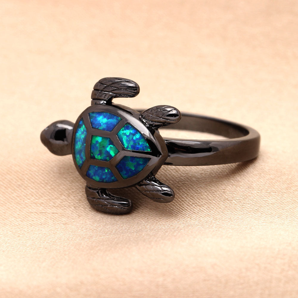 SeaTurtleRingforWomenBlackPlatedSettingFireOpalGingerLyneCollection_Blue-5