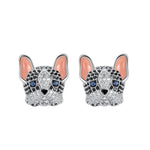 Load image into Gallery viewer, Frenchie Stud Earrings French Bulldog Black Dog Cubic Zirconia Girls Ginger Lyne Collection - Frenchie-Black
