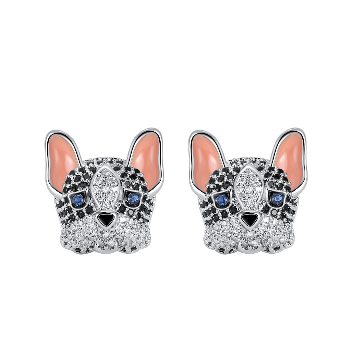 Frenchie Dog Stud Earrings for Women French Bulldog  Cubic Zirconia Ginger Lyne Collection - Frenchie-Black