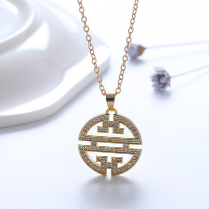 Flower Window Pattern Pendant Necklace for Women Cz Ginger Lyne Collection - Gold