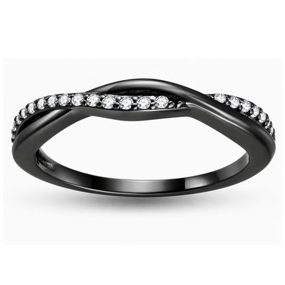 QueenaSterlingSilverBlackWeddingBandforWomenHalfEternityCzAnniversaryRingbyGingerLyneCollection_BlackClearStones-1