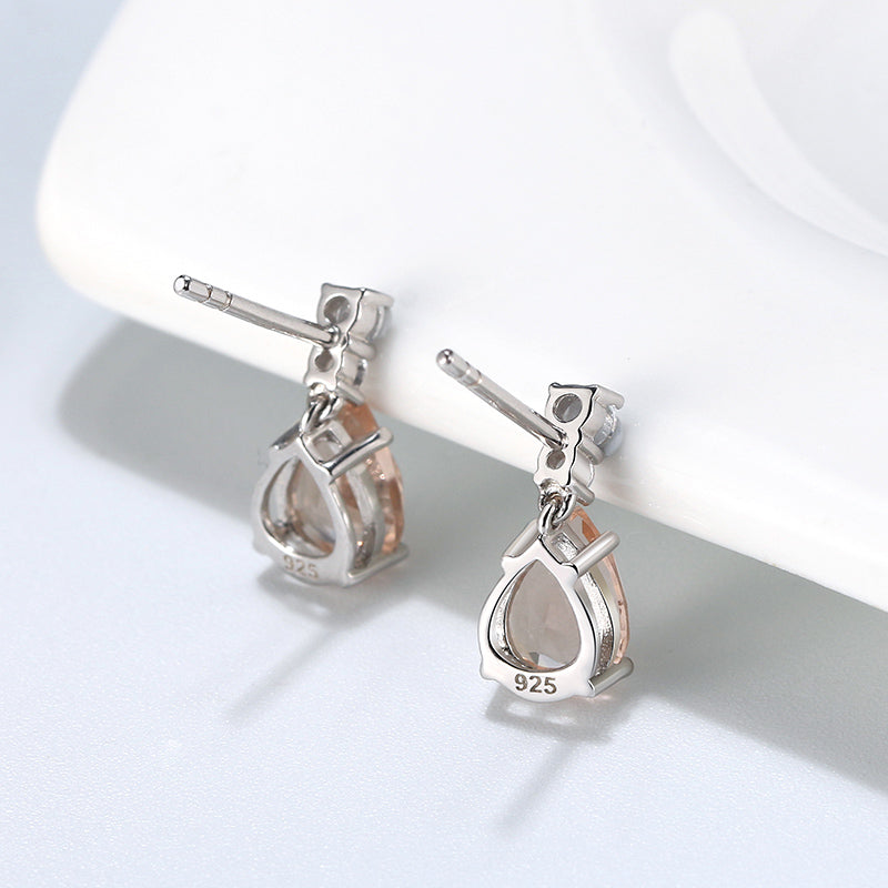 Drop Stud Earrings for Women Champagne Pear Cz Sterling Silver Ginger Lyne Collection