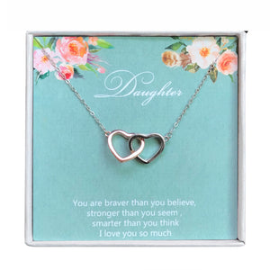 Daughter Greeting Card Sterling Silver Hearts Necklace Girls Ginger Lyne Collection - GC-11