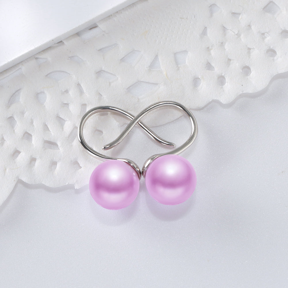 Drop Hook Earrings for Women Simulated Pearl Sterling Silver Ginger Lyne Collection - Purple