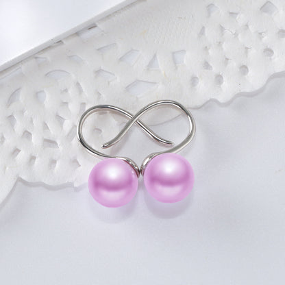 Drop Hook Earrings for Women Simulated Pearl Sterling Silver Ginger Lyne Collection - Purple