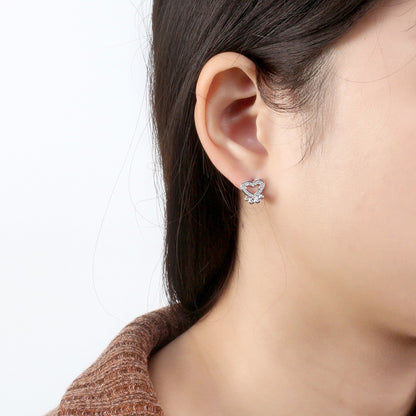 Paw Print Stud Earrings for Women Sterling Silver Clear CZ 10mm Dog Paw Studs Gift for Dog Mom by Ginger Lyne - Clear