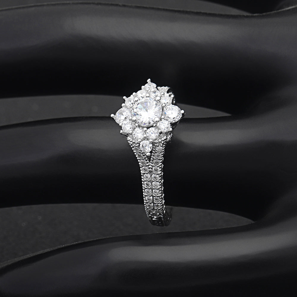 SelenaEngagementRingSterlingSilverCzClusterWomensGingerLyneCollection_Clear-5