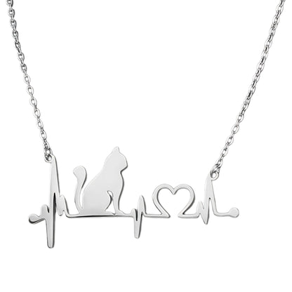 CatHeartbeatNecklaceforWomenKittyPendantandChainSilverToneStainlessSteelGingerLyneCollection_Silver-1