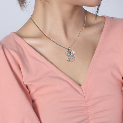 Pug Dog Sterling Silver Pendant Necklace Earrings Set Womens Ginger Lyne Collection - Dog Set