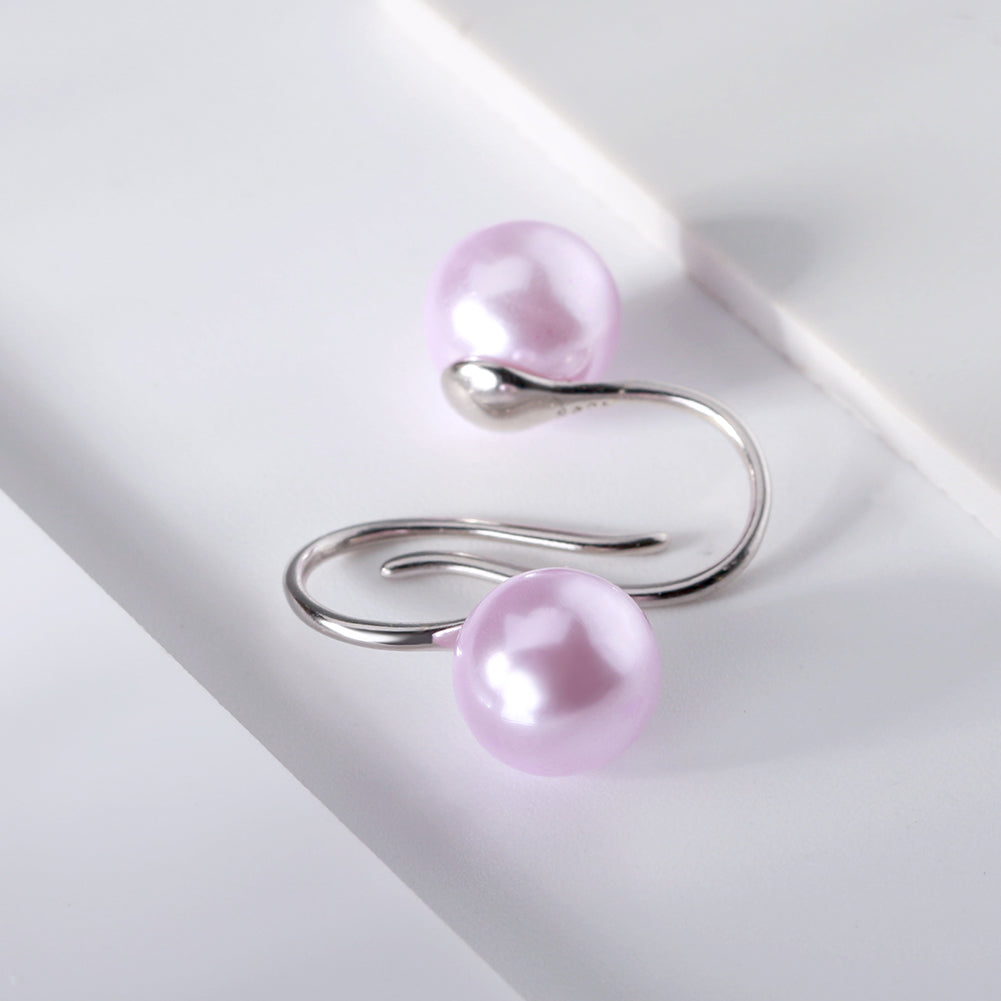 Drop Hook Earrings for Women Simulated Pearl Sterling Silver Ginger Lyne Collection - Purple