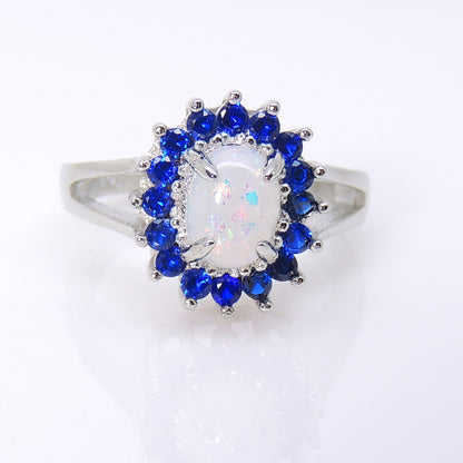 Reese Statement Engagement Ring Fire Opal Blue Cu Womens Ginger Lyne Collection