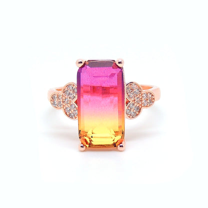 Iris Statement Ring Womens Rainbow Cz Rose Plated Womens Ginger Lyne Collection