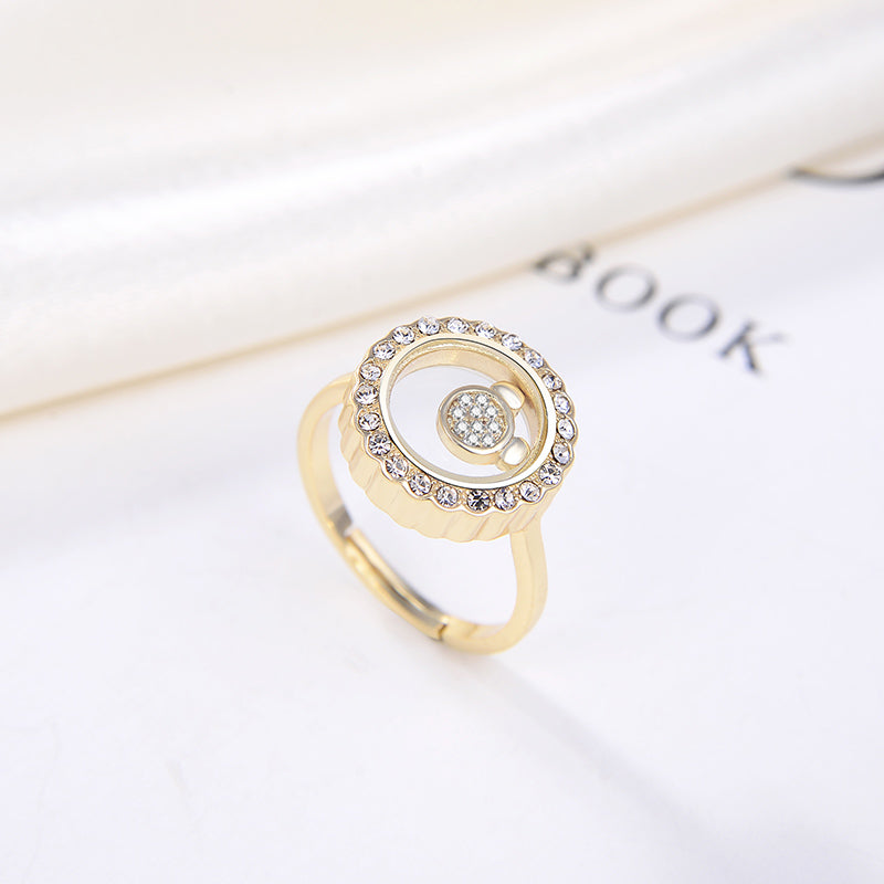 Floating CZ Teddy Bear Ring for Women Gold Plated Sterling Silver Ginger Lyne Collection - Ring