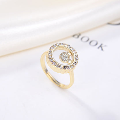 Floating CZ Teddy Bear Ring for Women Gold Plated Sterling Silver Ginger Lyne Collection - Ring