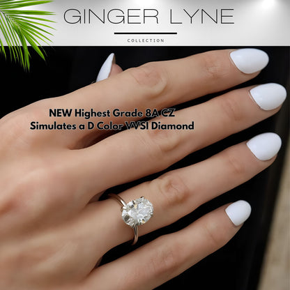 Solitaire 3 Ct Oval Engagement Ring for Women Sterling Silver CZ Ginger Lyne Collection