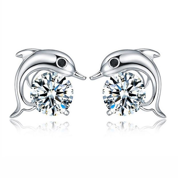 Diamond2Deals Sterling Silver CZ Dolphin Stud India | Ubuy